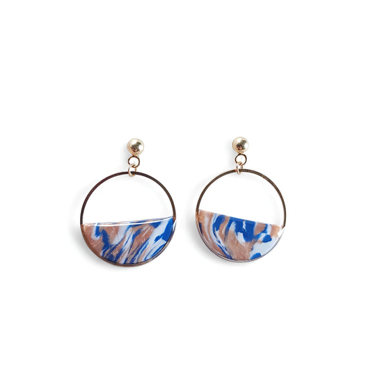 Boucles d’oreilles Cercle Océan Marbré