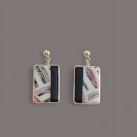 Rectangles brossés – Noir, rose & ivoire