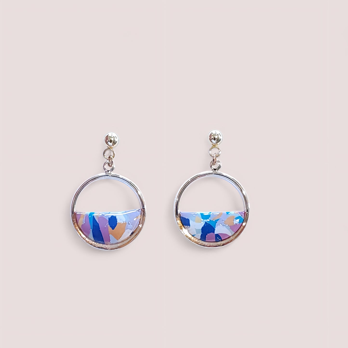 Créoles pastel – Bleu, lilas & jaune