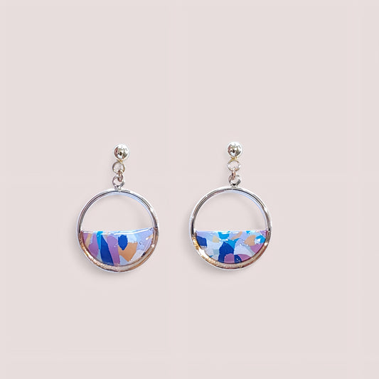 Créoles pastel – Bleu, lilas & jaune