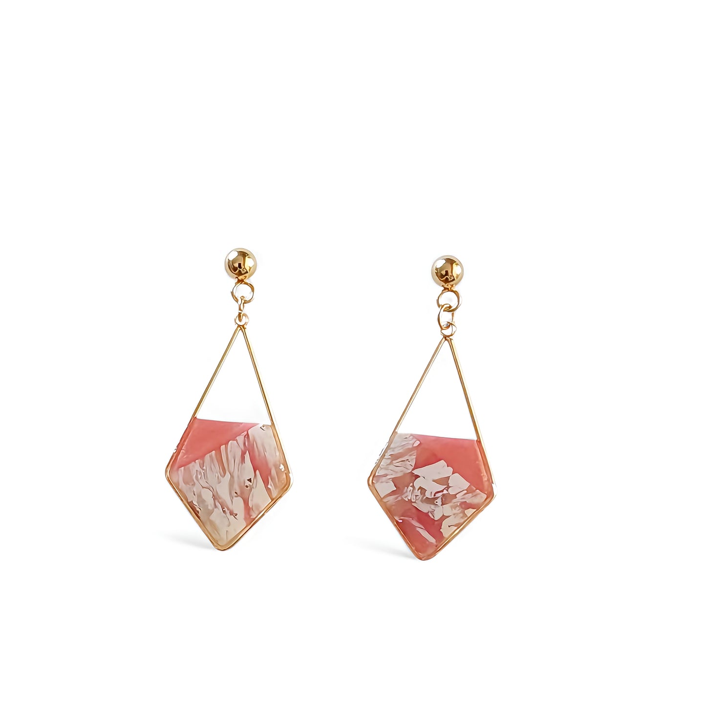Boucles d’oreilles losange – Rose marbré