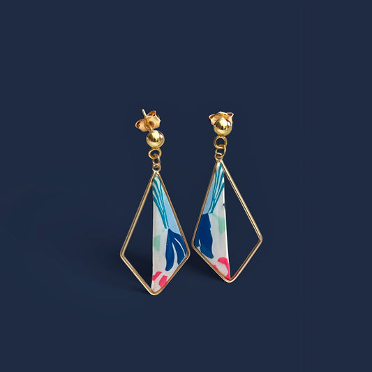 Abstractions Bleues – Boucles d’oreilles losanges