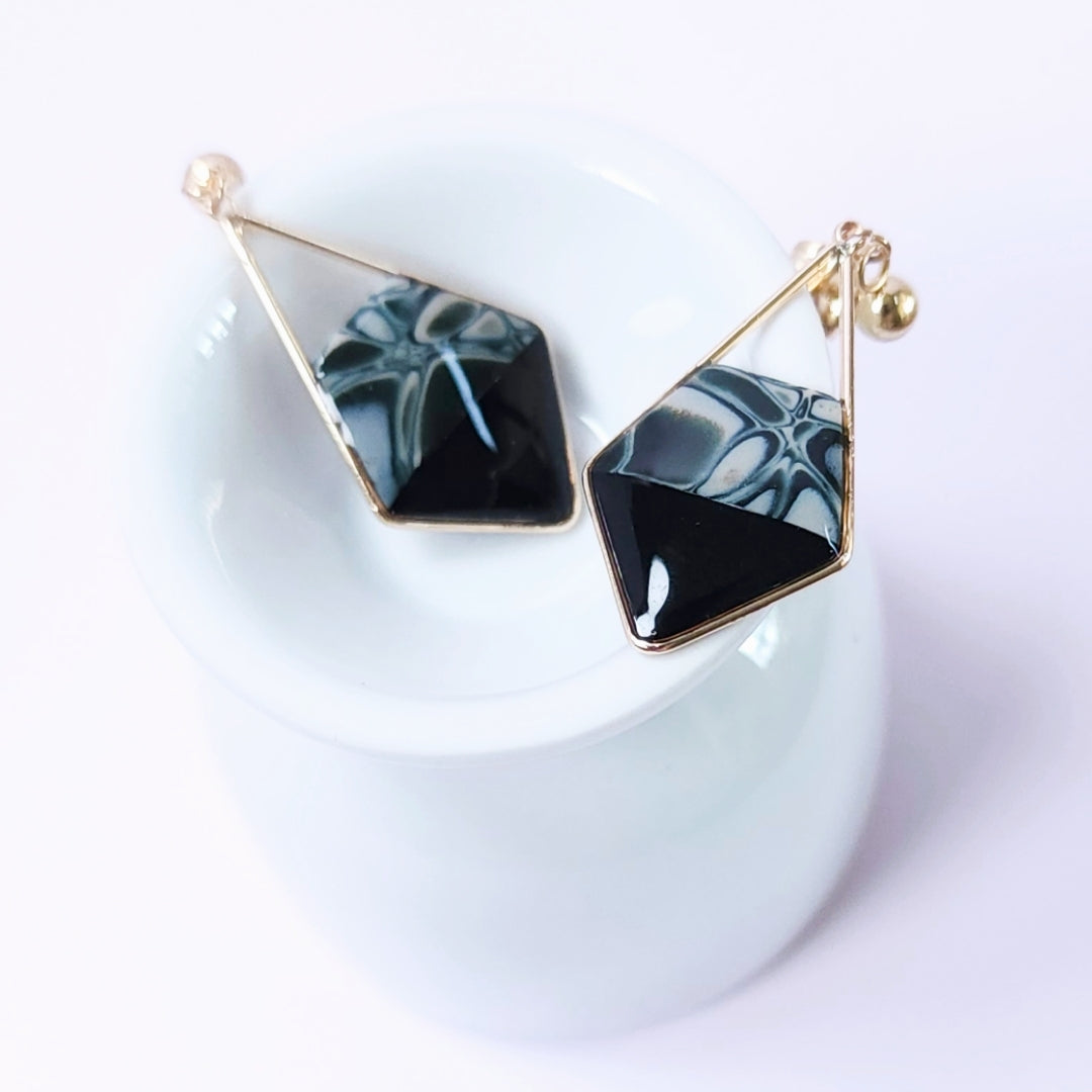 Boucles d’oreilles Losange Bleu Nuit Marbré