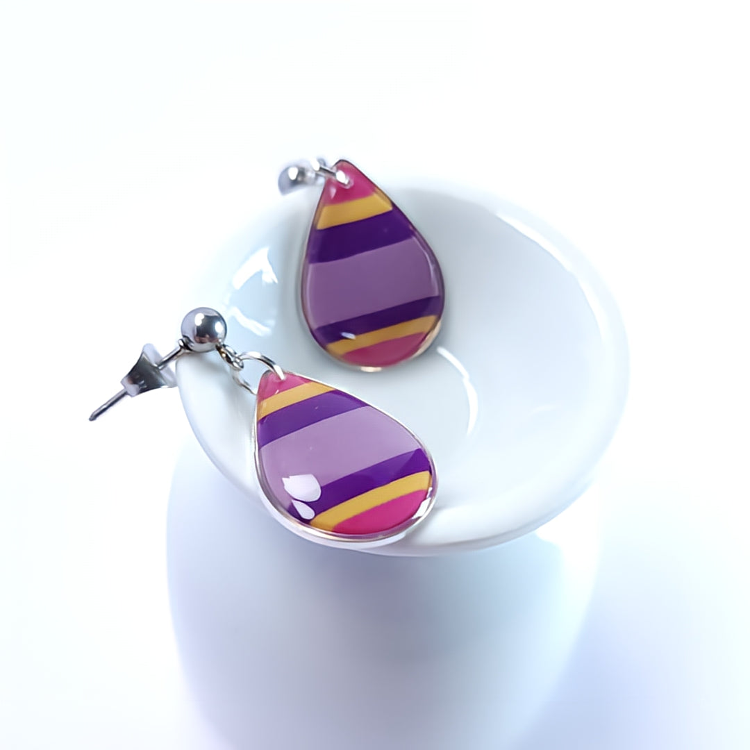 Goutte Rayée Violet, jaune & Rose