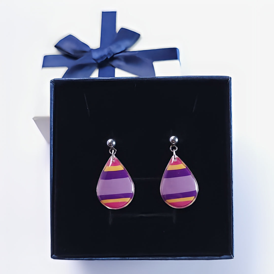 Goutte Rayée Violet, jaune & Rose