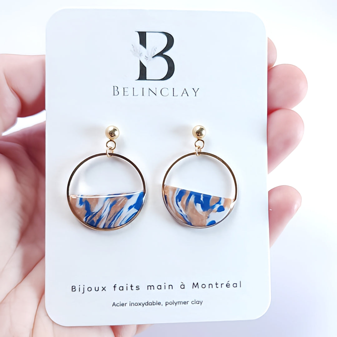 Boucles d’oreilles Cercle Océan Marbré