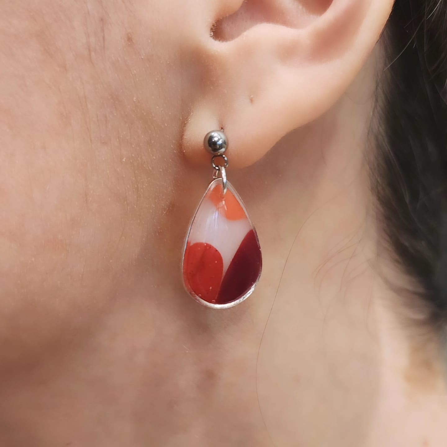 Gouttes marbrées rouge & rose