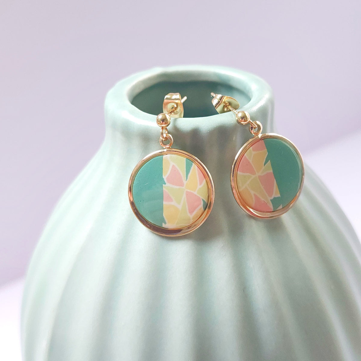 Boucles KAMPSOS – Mosaïque Turquoise Or