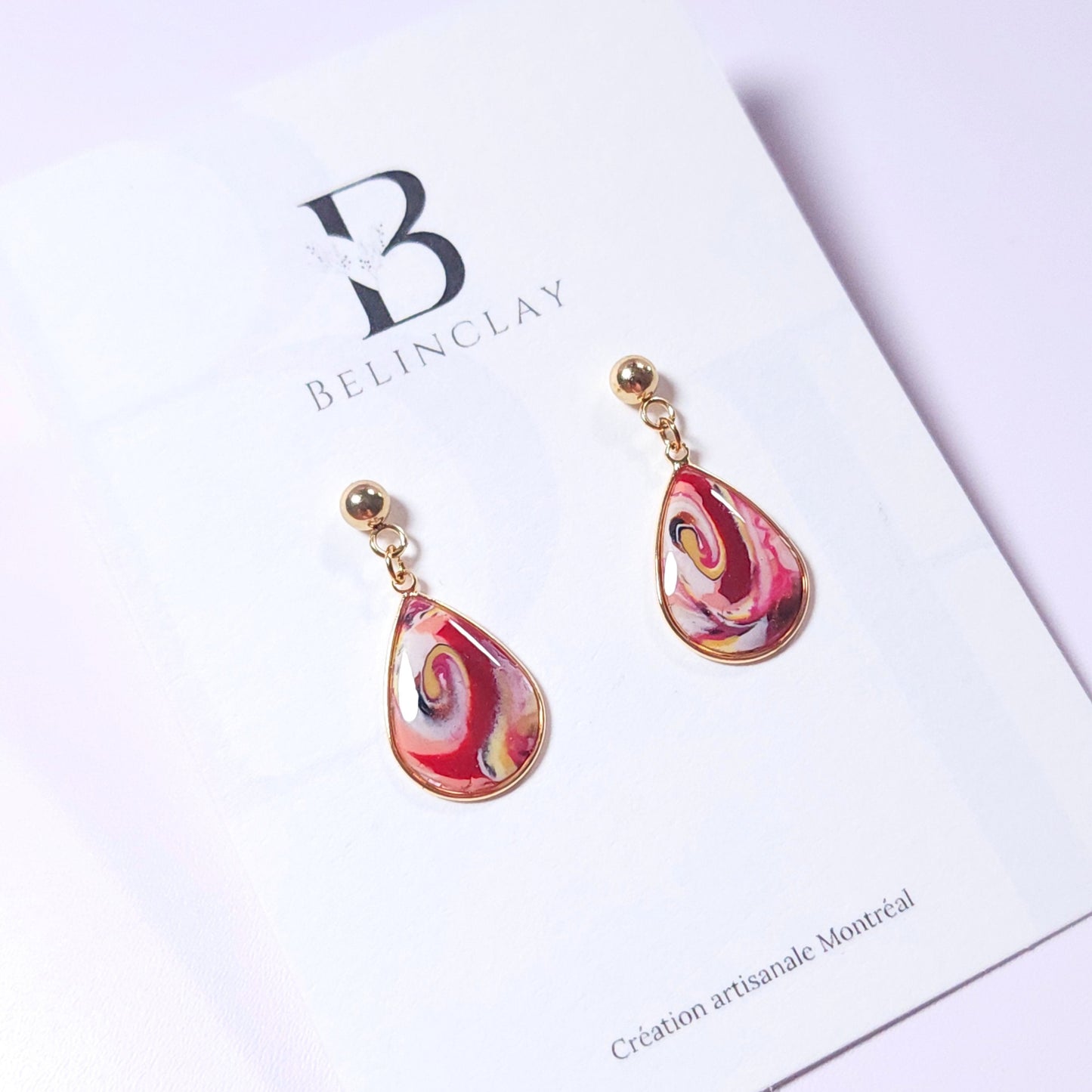 Boucles KAMPSOS – Volute Framboise Or
