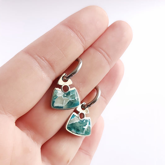 MINERAL Hoop Earrings – Turquoise & White