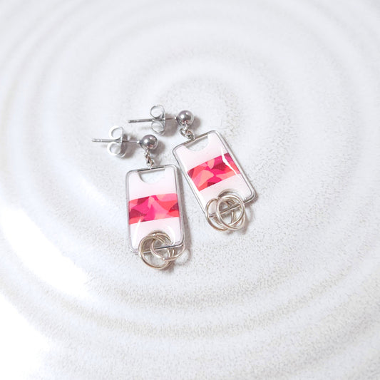 Boucles DAILY - Ruban Framboise Argent