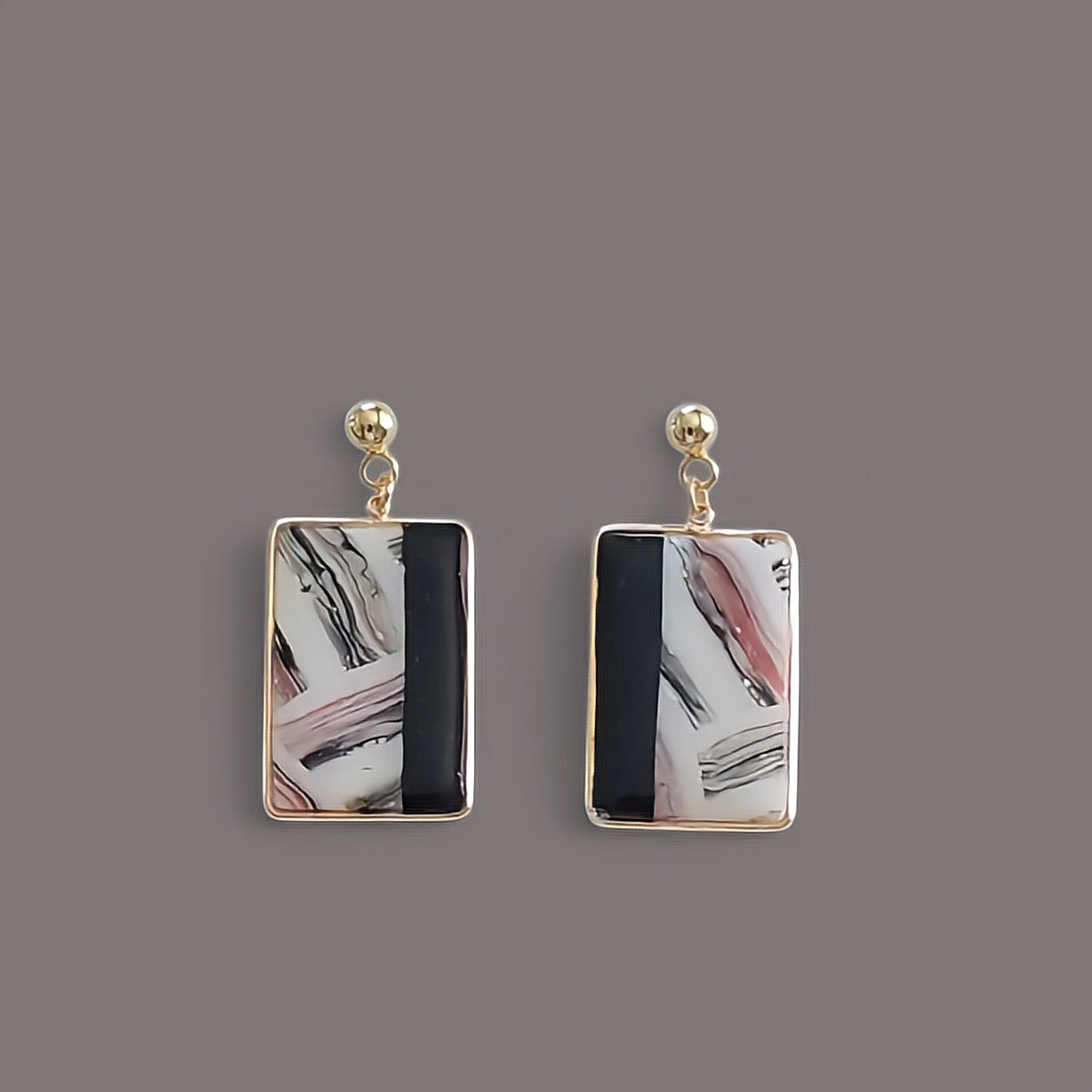 Rectangles brossés – Noir, rose & ivoire