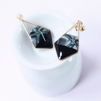 Boucles d’oreilles Losange Bleu Nuit Marbré