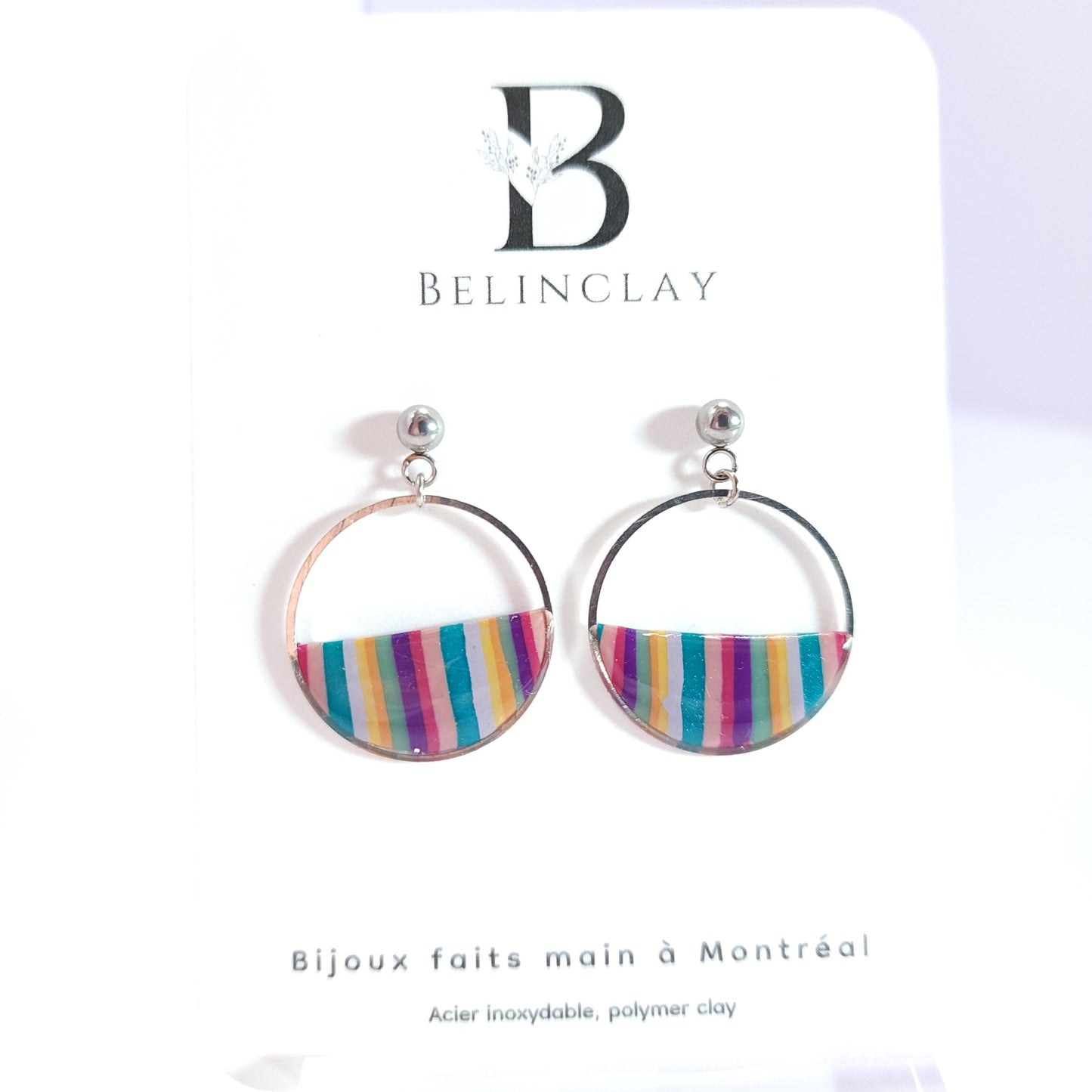 Créoles rayées Éclat multicolore