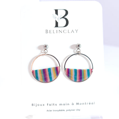 Créoles rayées Éclat multicolore