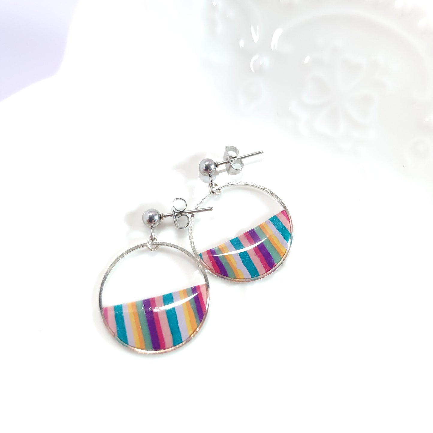 Créoles rayées Éclat multicolore