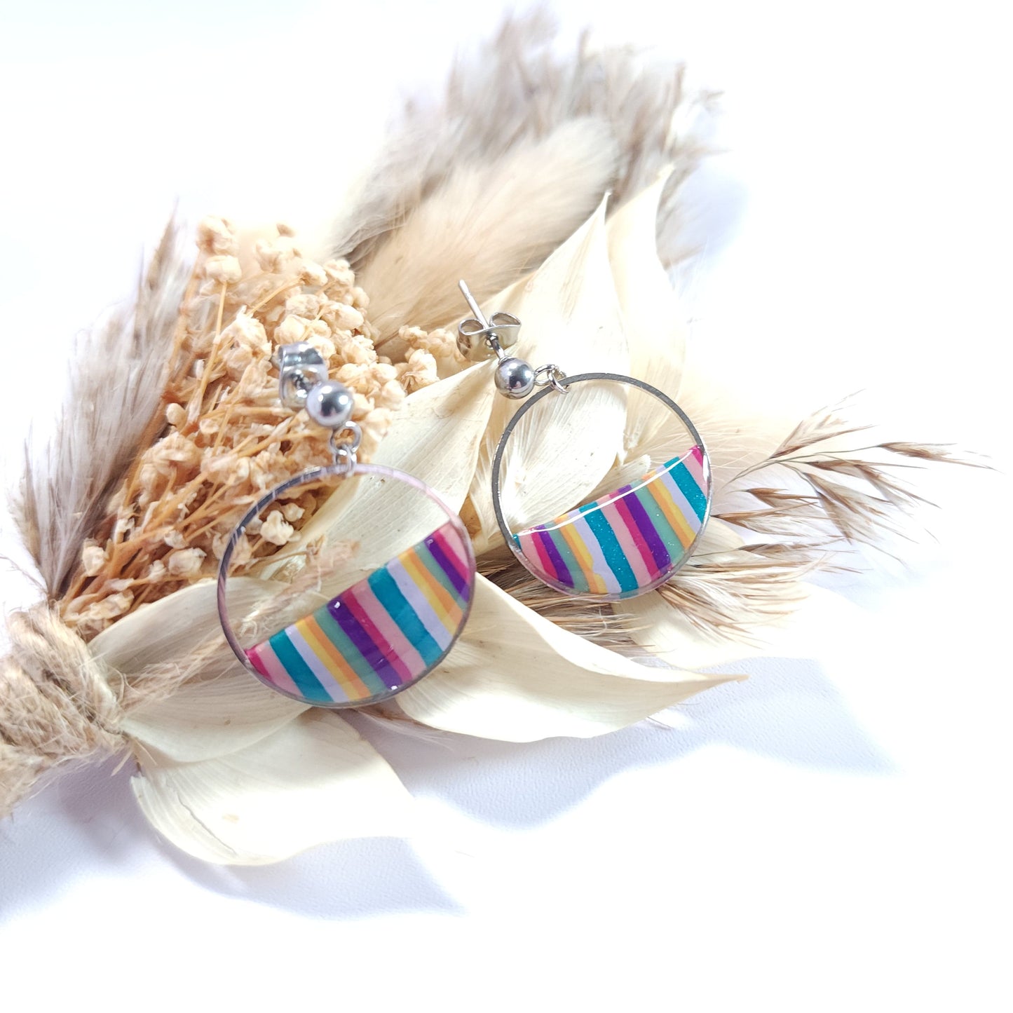 Créoles rayées Éclat multicolore