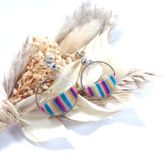 Créoles rayées Éclat multicolore