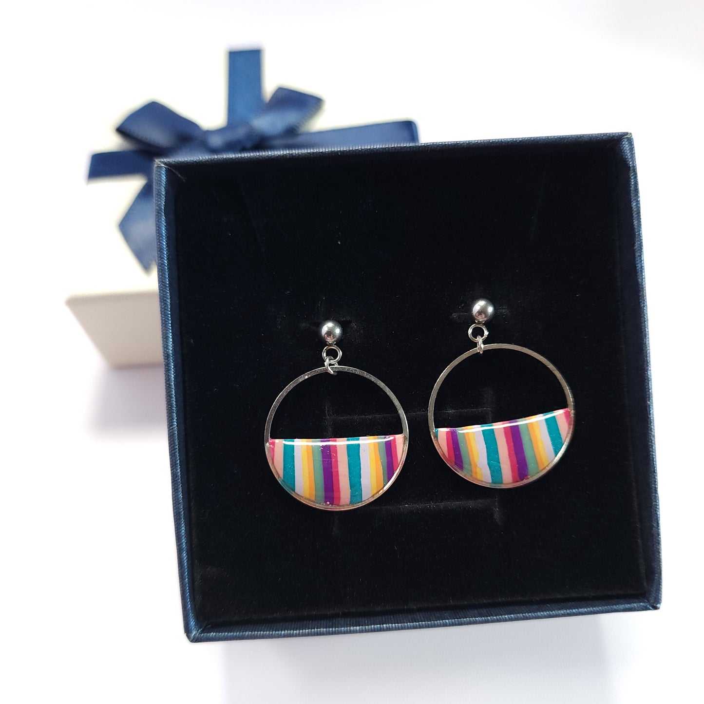 Créoles rayées Éclat multicolore