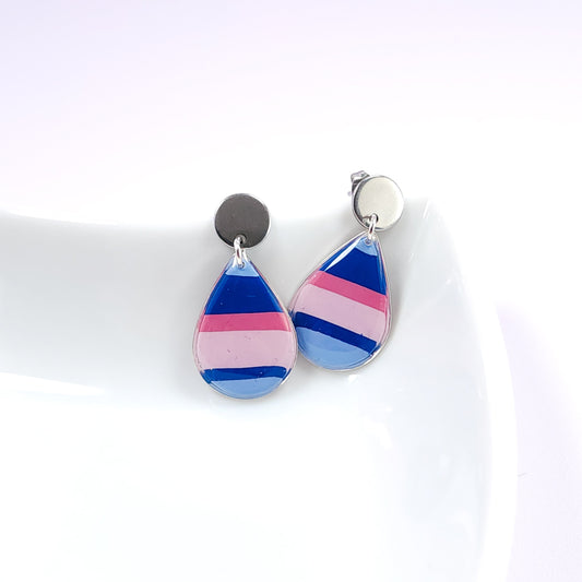 Boucles DAILY - Bleu et Rose Rayées I