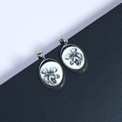 CANADA Earrings – Ovalune Black & White Moose