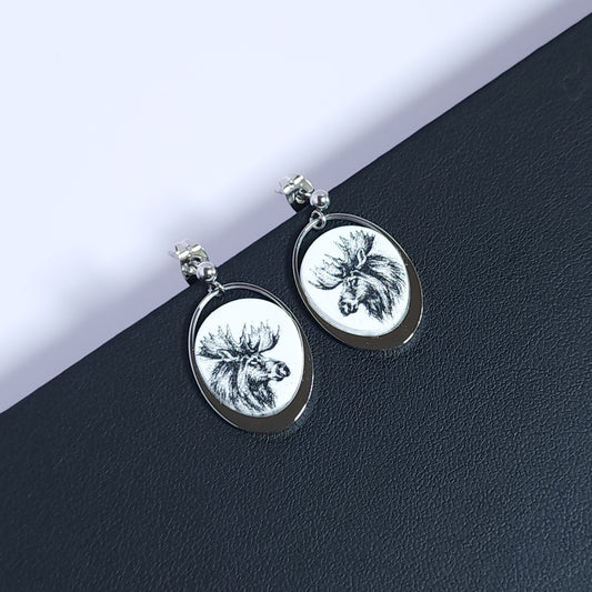 Boucles CANADA – Ovalune Orignal Noir et Blanc