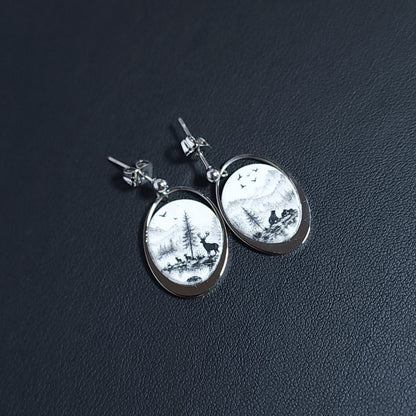 CANADA Earrings – Ovalune Black & White Landscape