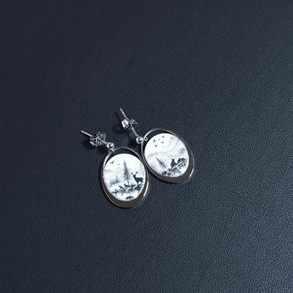 CANADA Earrings – Ovalune Black & White Landscape