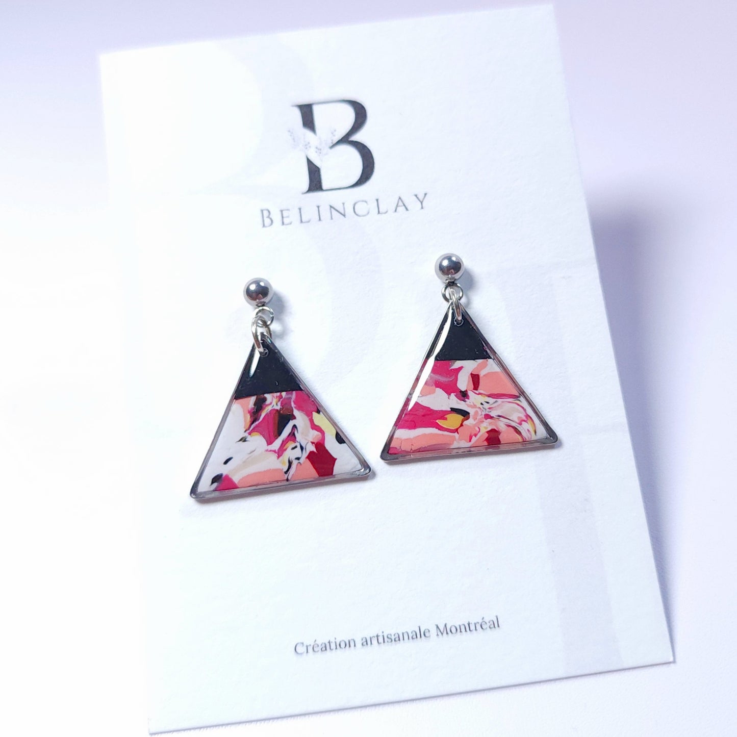 Boucles DAILY - Triangle Abstrait Fuchsia