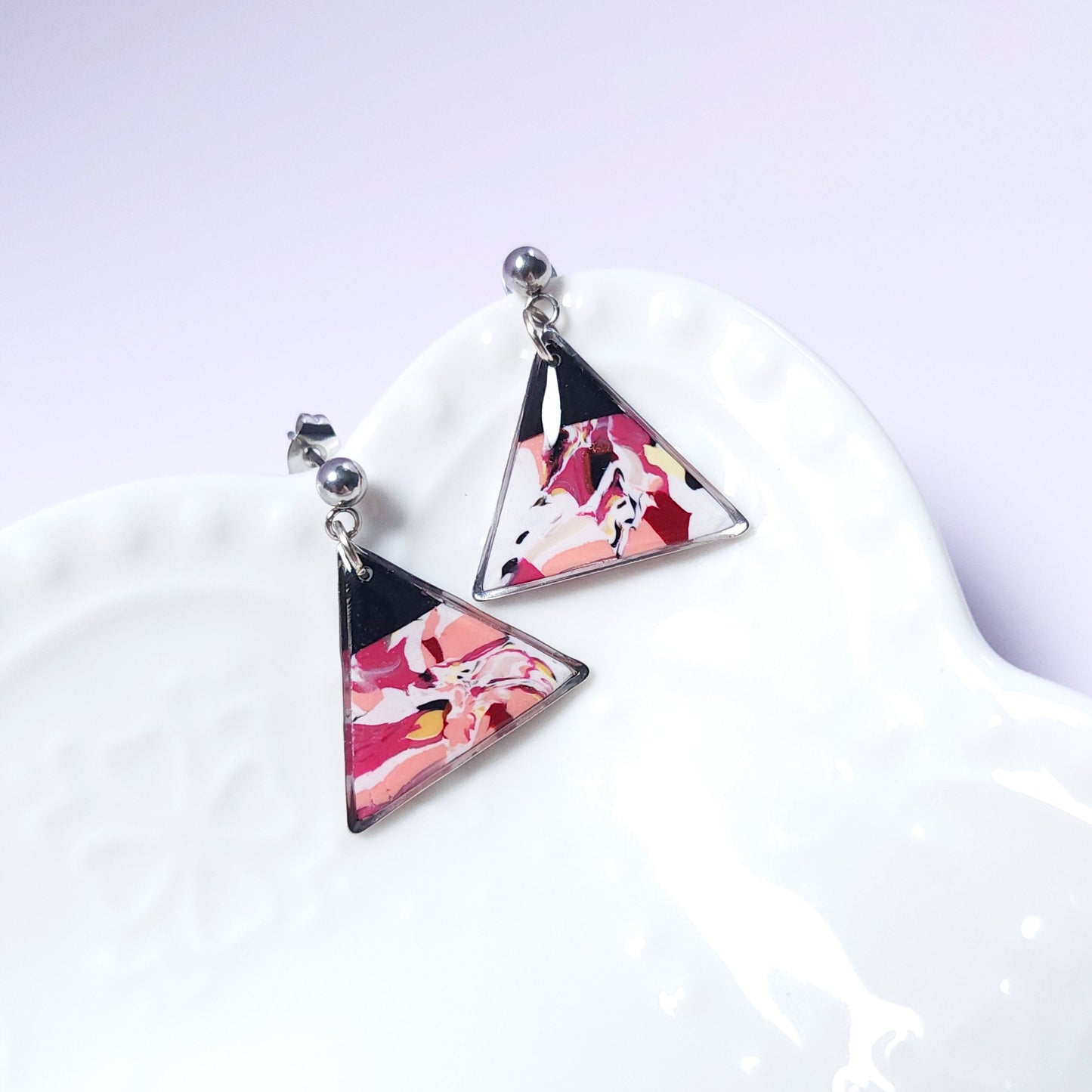 Boucles DAILY - Triangle Abstrait Fuchsia