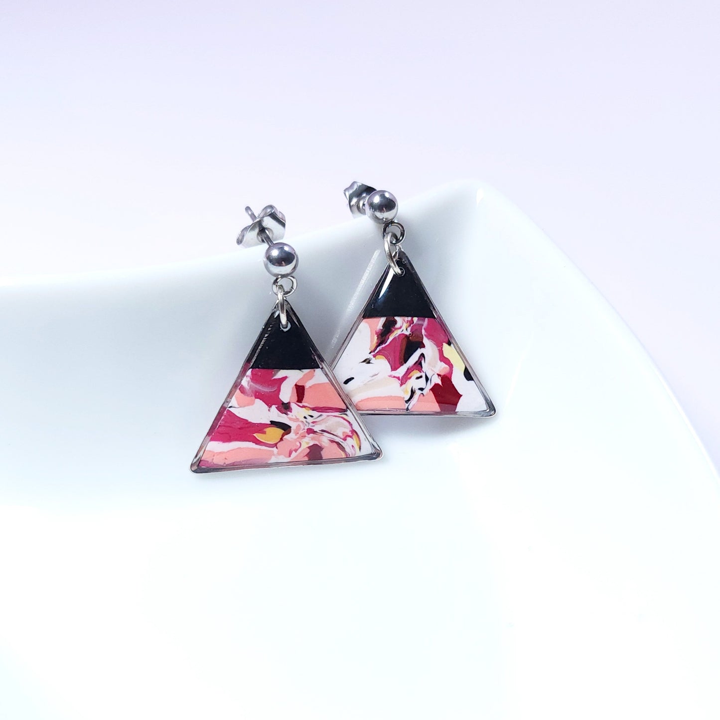 Boucles DAILY - Triangle Abstrait Fuchsia