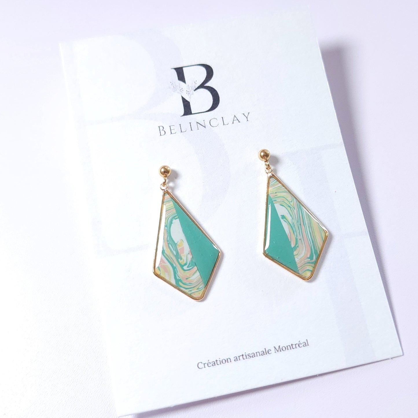 Boucles KAMPSOS – Marbré Menthe Or