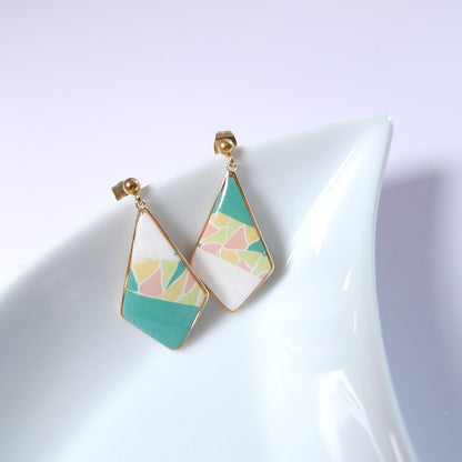 Boucles KAMPSOS – Mosaïque Turquoise Or -2-
