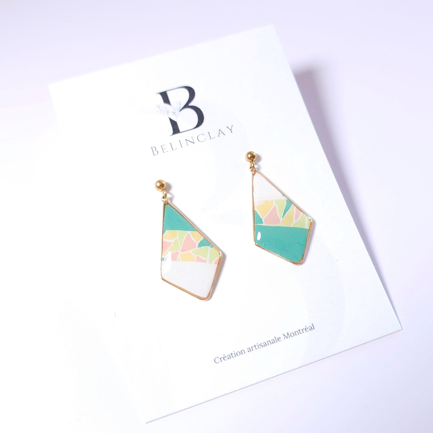 Boucles KAMPSOS – Mosaïque Turquoise Or -2-