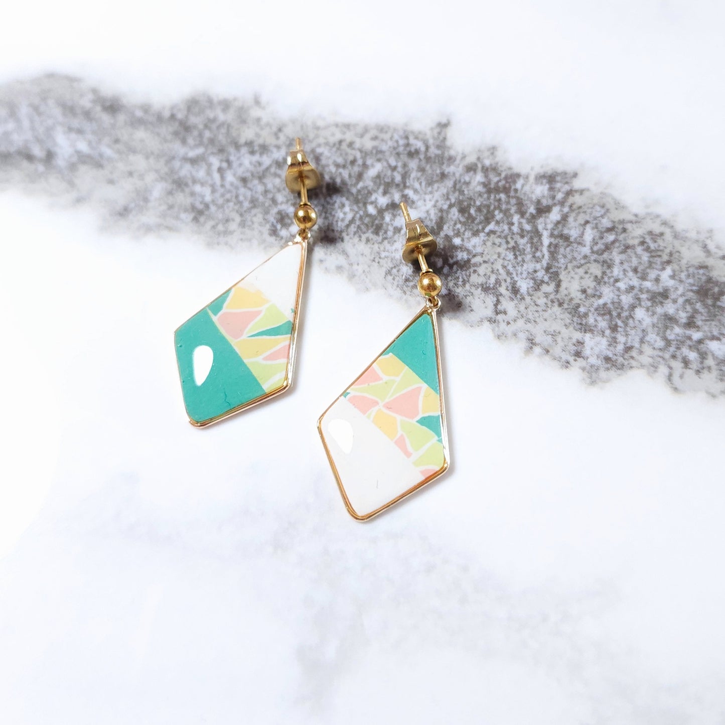 Boucles KAMPSOS – Mosaïque Turquoise Or -2-