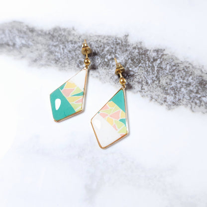 Boucles KAMPSOS – Mosaïque Turquoise Or -2-