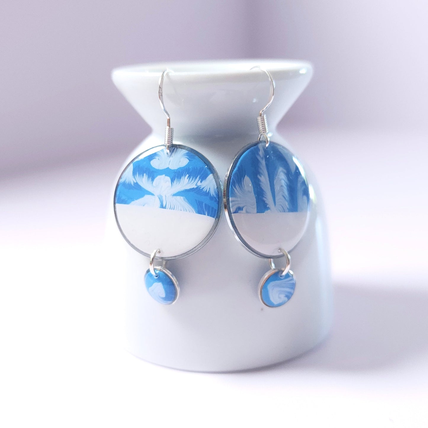 Boucles DAILY – Plume Azur Argent