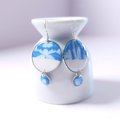 Boucles DAILY – Plume Azur Argent