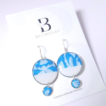 Boucles DAILY – Plume Azur Argent