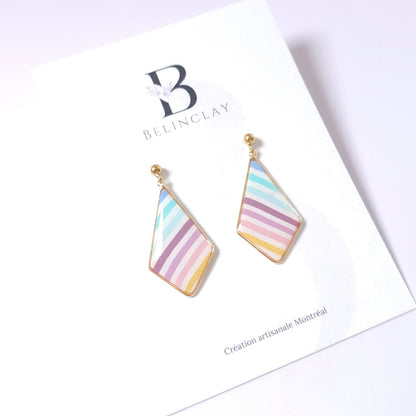 Boucles KAMPSOS – Rayures Pastel Or