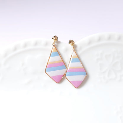 Boucles KAMPSOS – Rayures Pastel Or