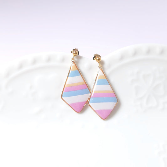 Boucles KAMPSOS – Rayures Pastel Or