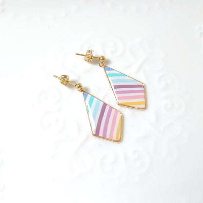 Boucles KAMPSOS – Rayures Pastel Or