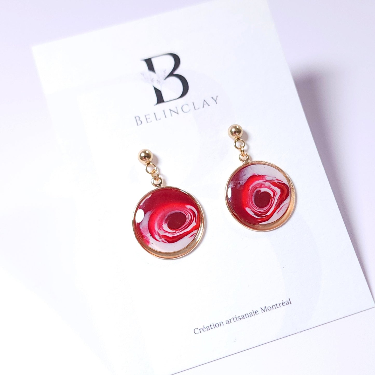 Boucles KAMPSOS- Rouge Passion Or