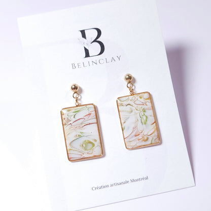 Boucles KAMPSOS – Marbré Mokume Gane Pastel Or