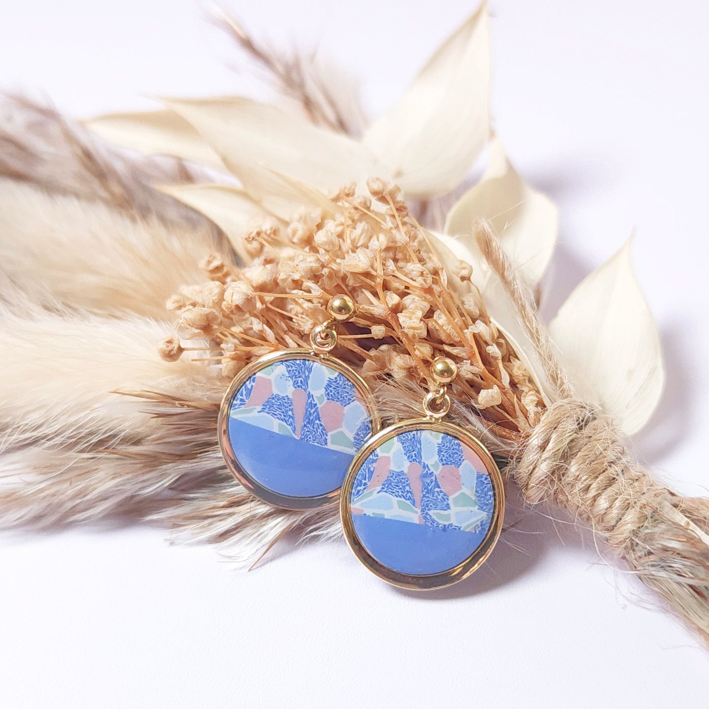 Boucles KAMPSOS – Mosaïque Bleue Or