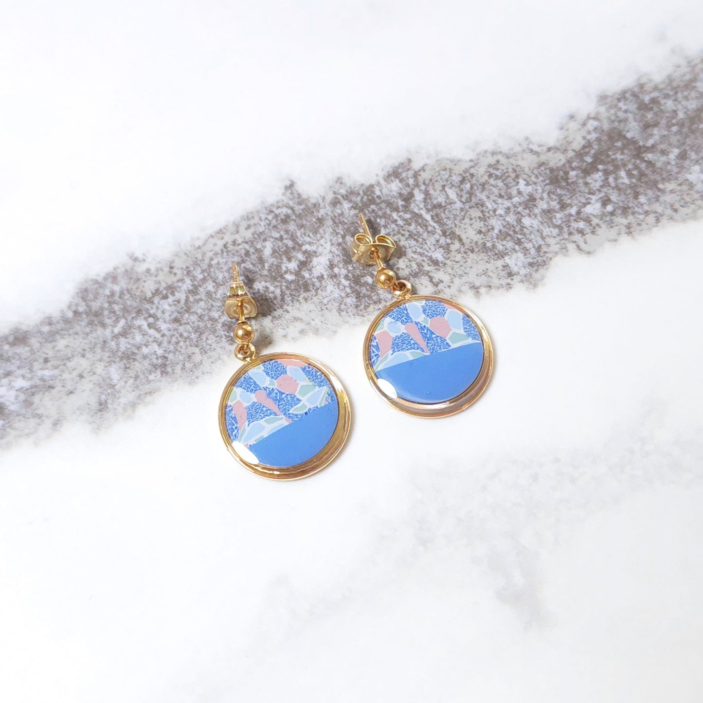 Boucles KAMPSOS – Mosaïque Bleue Or