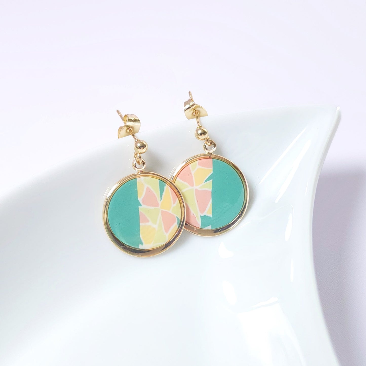 Boucles KAMPSOS – Mosaïque Turquoise Or