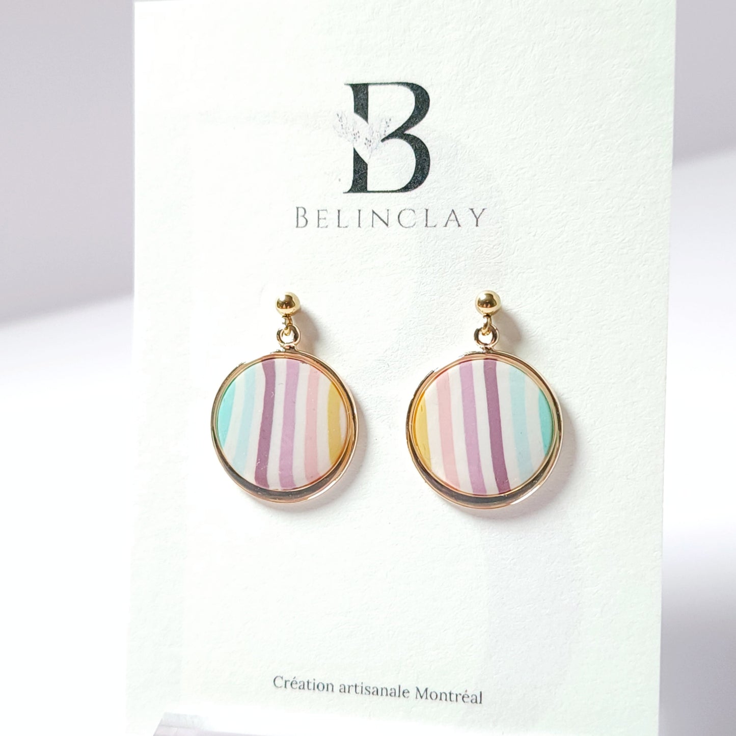 Boucles KAMPSOS – Rayures Pastel Or
