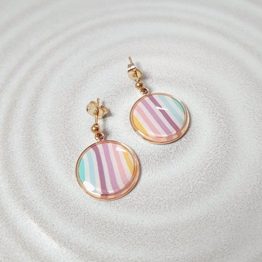 Boucles KAMPSOS – Rayures Pastel Or